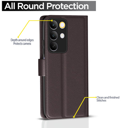 Pikkme Realme C85 5G Premium Leather Finish Vintage Flip Cover (Coffee)