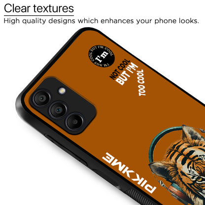 Pikkme Back Cover Pc Tpu + Printed Cool Funky Stylish Brown Tiger Swag Raised Edges Camera Protection |Bumper Case For Samsung Galaxy A15 (Design 09)