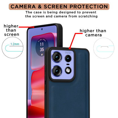 Pikkme Motorola Moto Edge 50 Pro 5G Premium Super Soft-Touch Leatherback Case (Blue)