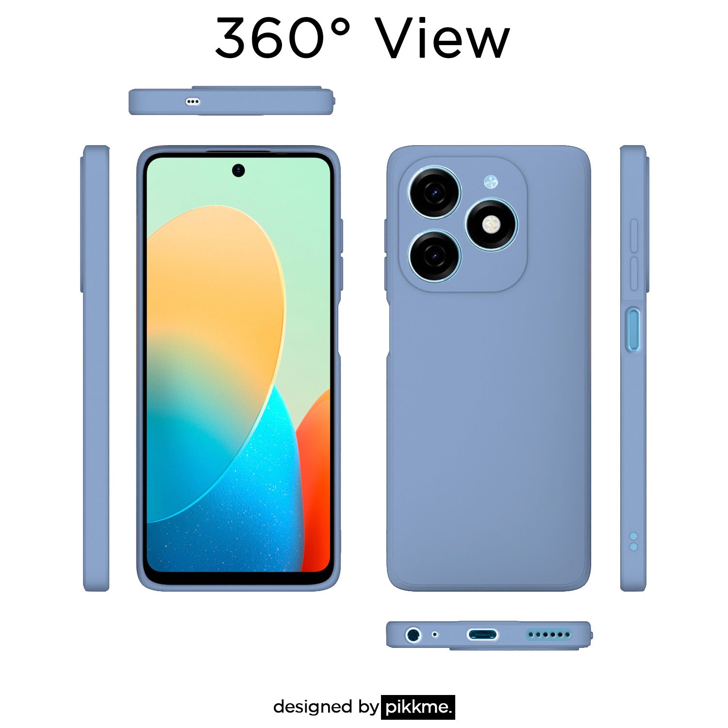 Pikkme Tecno Spark GO 2024 Soft Matte Liquid Silicone Back Cover (Aqua Blue)