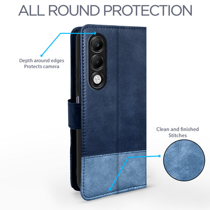 Pikkme Oppo K13x 5G Dual-Tone PU Leather Finish Magnetic Flip Cover (Navy & Light Blue)