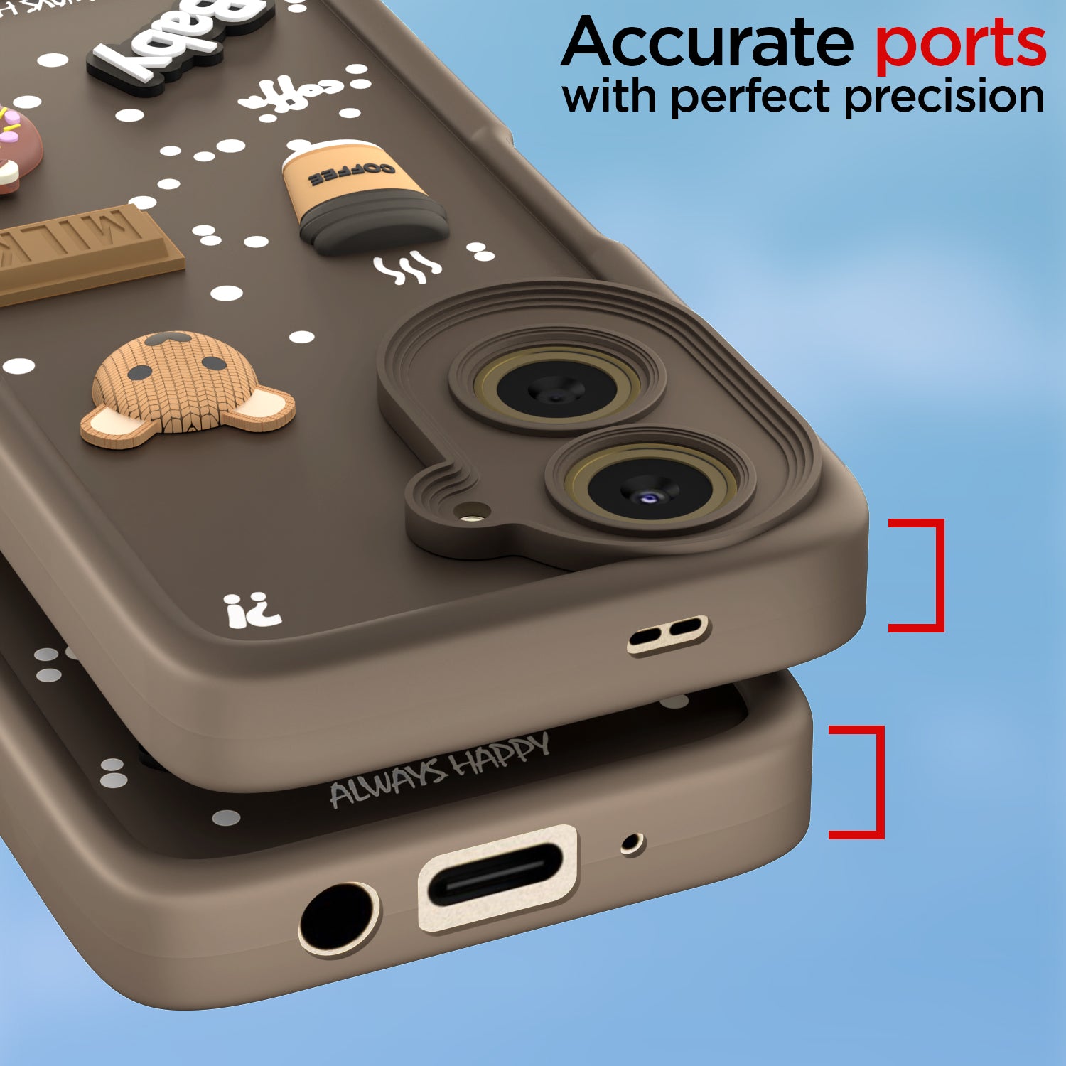 Pikkme Redmi A5/Poco C71 Cute Fun Cartoon 3D Bear Coffee Back Cover (Brown)
