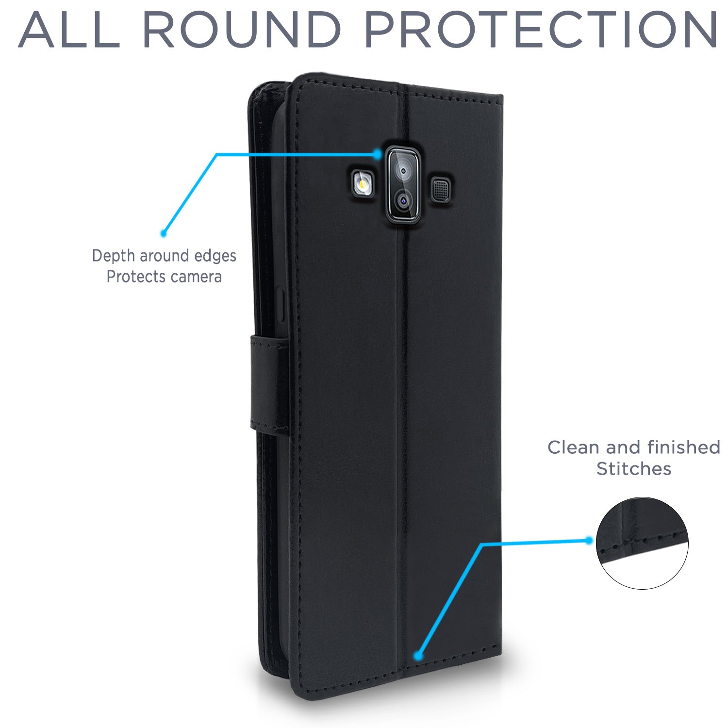 Pikkme Samsung Galaxy J7 Duo Flip Cover (Black)