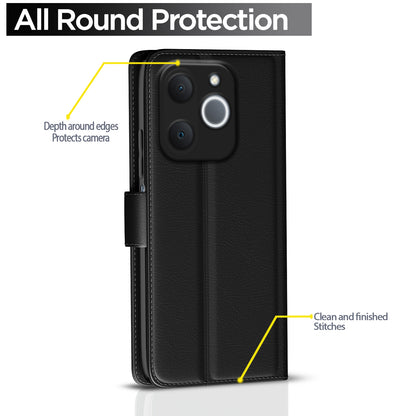 Pikkme Realme C71 5G Premium Leather Finish Vintage Flip Cover (Black)