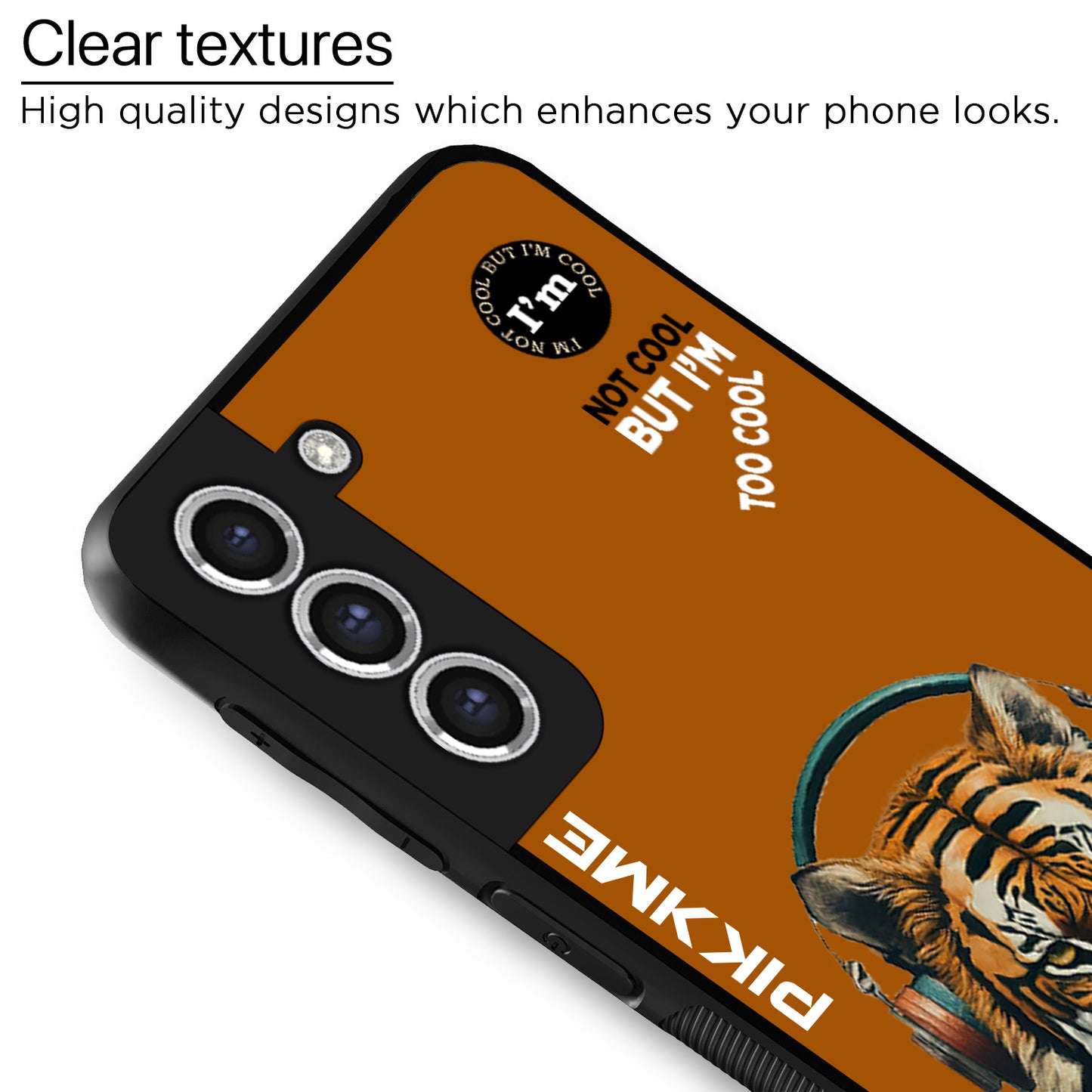 Pikkme Back Cover Pc Tpu + Printed Cool Funky Stylish Brown Tiger Swag Raised Edges Camera Protection |Bumper Case For Samsung Galaxy S21 Fe (Design 09)