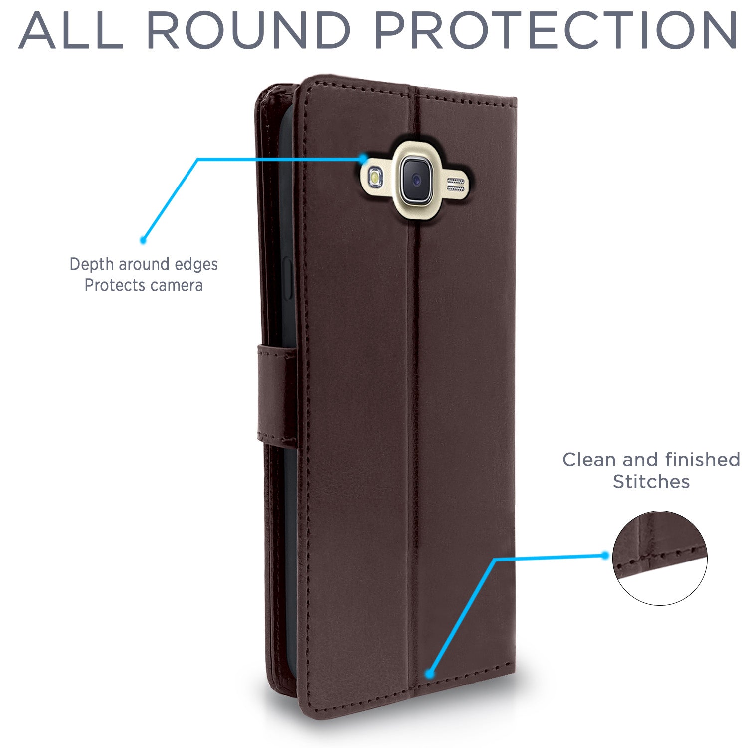 Pikkme Samsung Galaxy J7 2015 / J7 / J7 Nxt Vintage Flip Cover (Coffee)