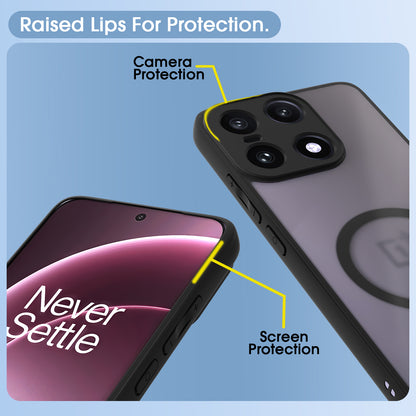Pikkme OnePlus 15 5G Eagle 2 Mag-Safe Smoke Shockproof Hard Transparent Back Cover (Black)