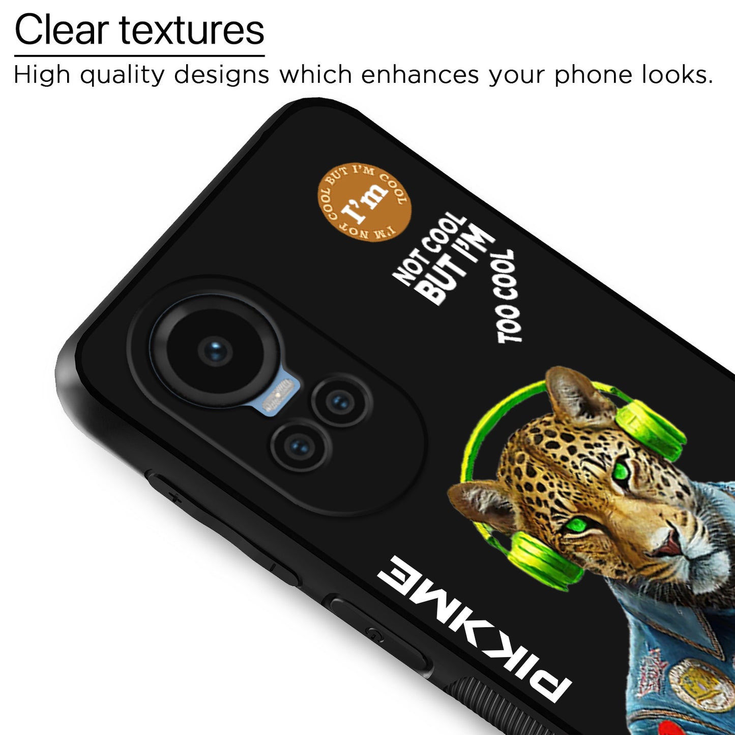 Pikkme Back Cover Pc Tpu + Printed Cool Funky Stylish Black Leopard Swag Raised Edges Camera Protection |Bumper Case For Oppo Reno 10 5G (Design 03)