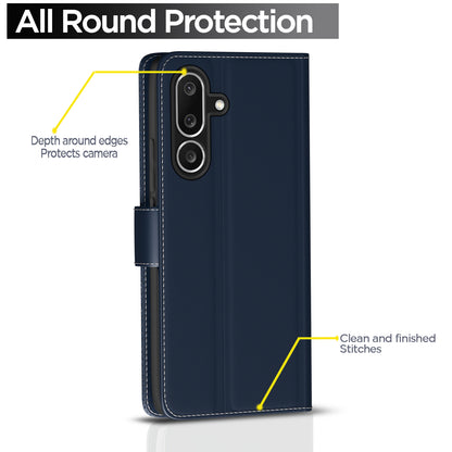 Pikkme Samsung Galaxy M56 5G Double Contrast Flip Cover (Blue)