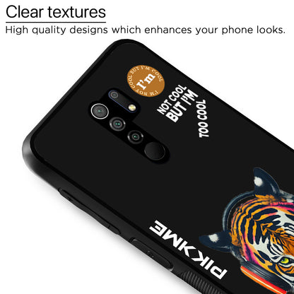 Pikkme Back Cover Pc Tpu + Printed Cool Funky Stylish Black Tiger Swag Raised Edges Camera Protection |Bumper Case For Redmi 9 Prime (Design 06)