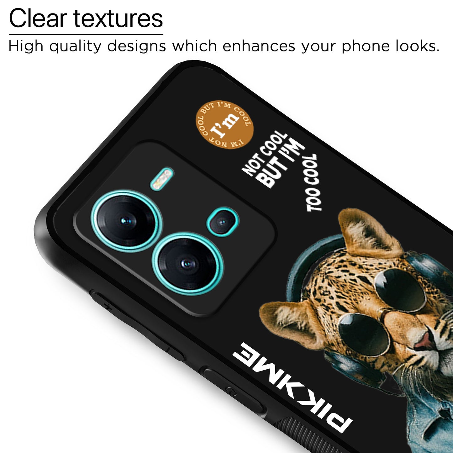 Pikkme Back Cover Pc Tpu + Printed Cool Funky Stylish Black Leopard Swag Raised Edges Camera Protection |Bumper Case For Vivo V25 5G (Design 04)