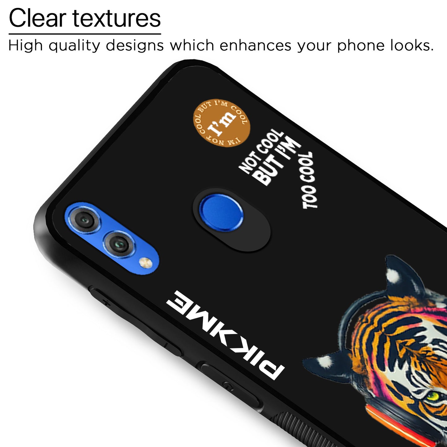 Pikkme Back Cover Pc Tpu + Printed Cool Funky Stylish Black Tiger Swag Raised Edges Camera Protection |Bumper Case For Honor 8X (Design 06)