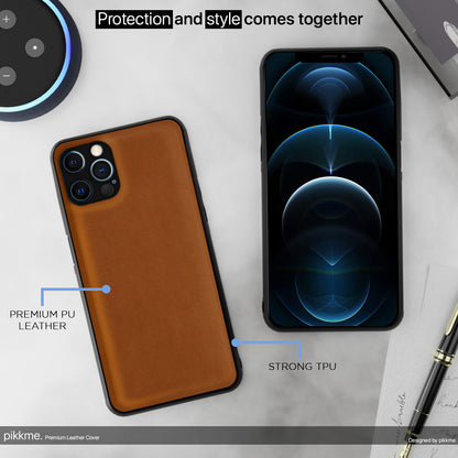 Pikkmei Phone 12 Pro Max Flexible Pu Leather Back Case | Brown