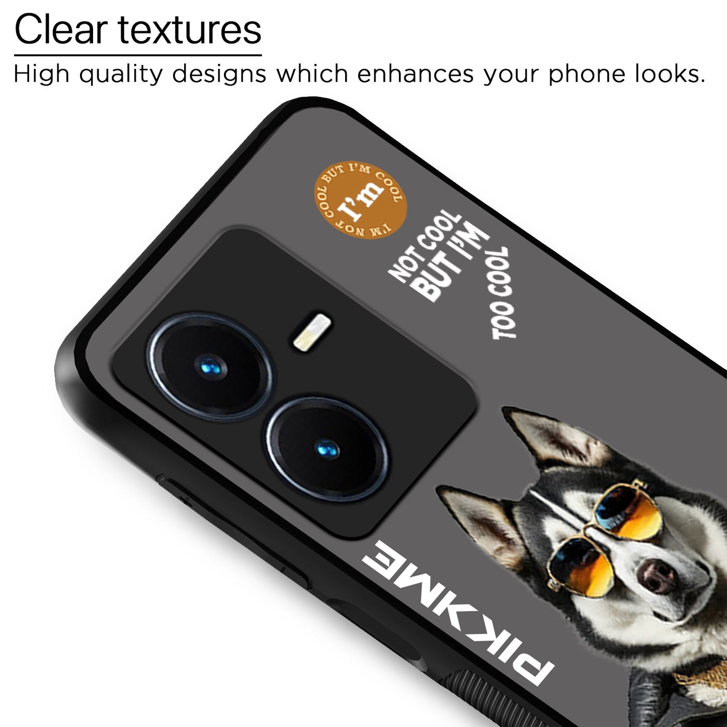 Pikkme Back Cover Pc Tpu + Printed Cool Funky Stylish Grey Dog Swag Raised Edges Camera Protection |Bumper Case For Vivo Y22 (Design 02)