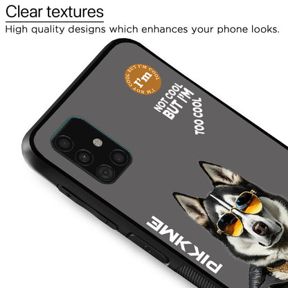 Pikkme Back Cover Pc Tpu + Printed Cool Funky Stylish Grey Dog Swag Raised Edges Camera Protection |Bumper Case For Samsung Galaxy A51 (Design 02)