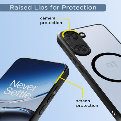 Pikkme OnePlus Nord CE 5 5G Eagle 2 Mag-Safe Shockproof Hard Transparent Back Cover (Black)