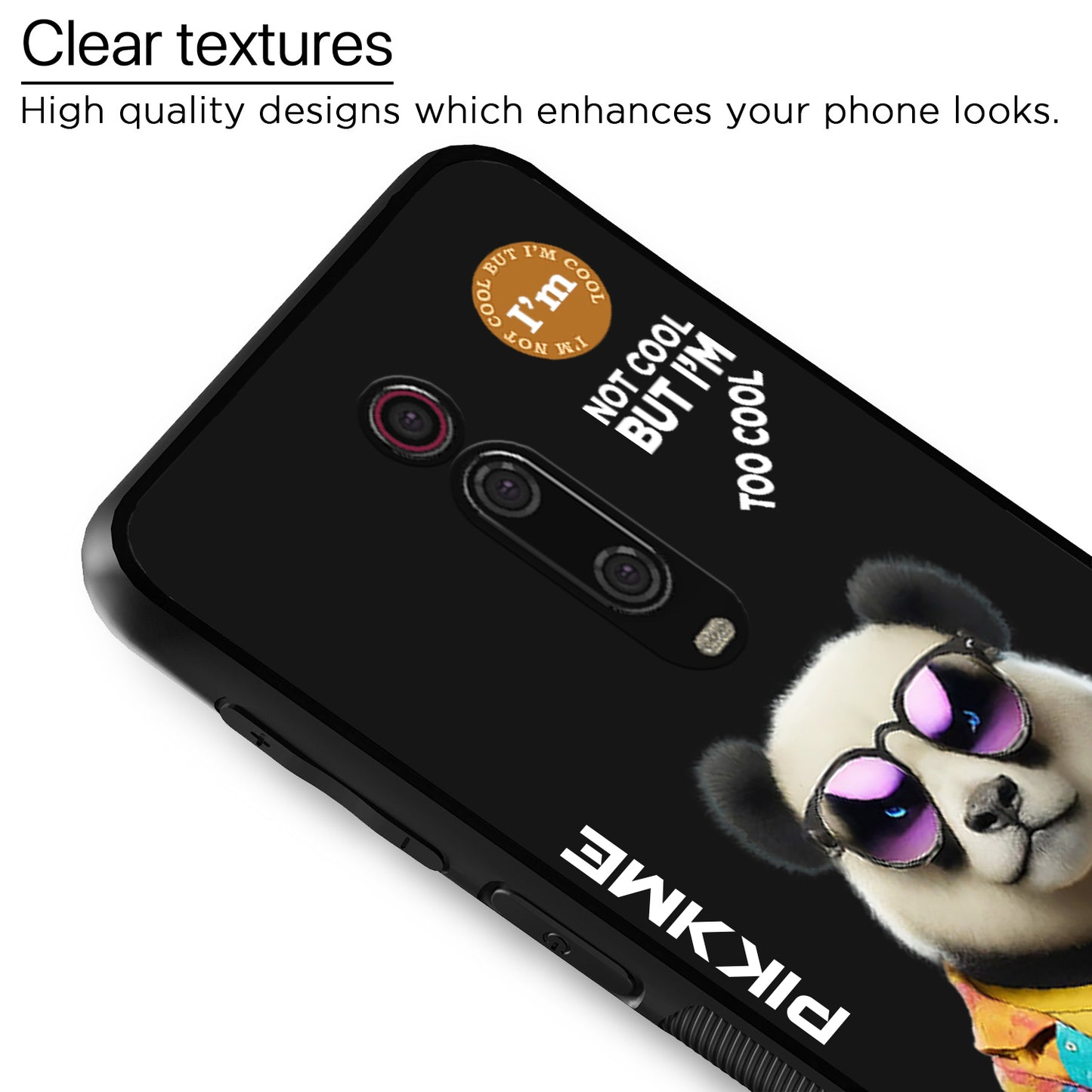 Pikkme Back Cover Pc Tpu + Printed Cool Funky Stylish Black Panda Swag Raised Edges Camera Protection |Bumper Case For Redmi K20 Pro (Design 05)