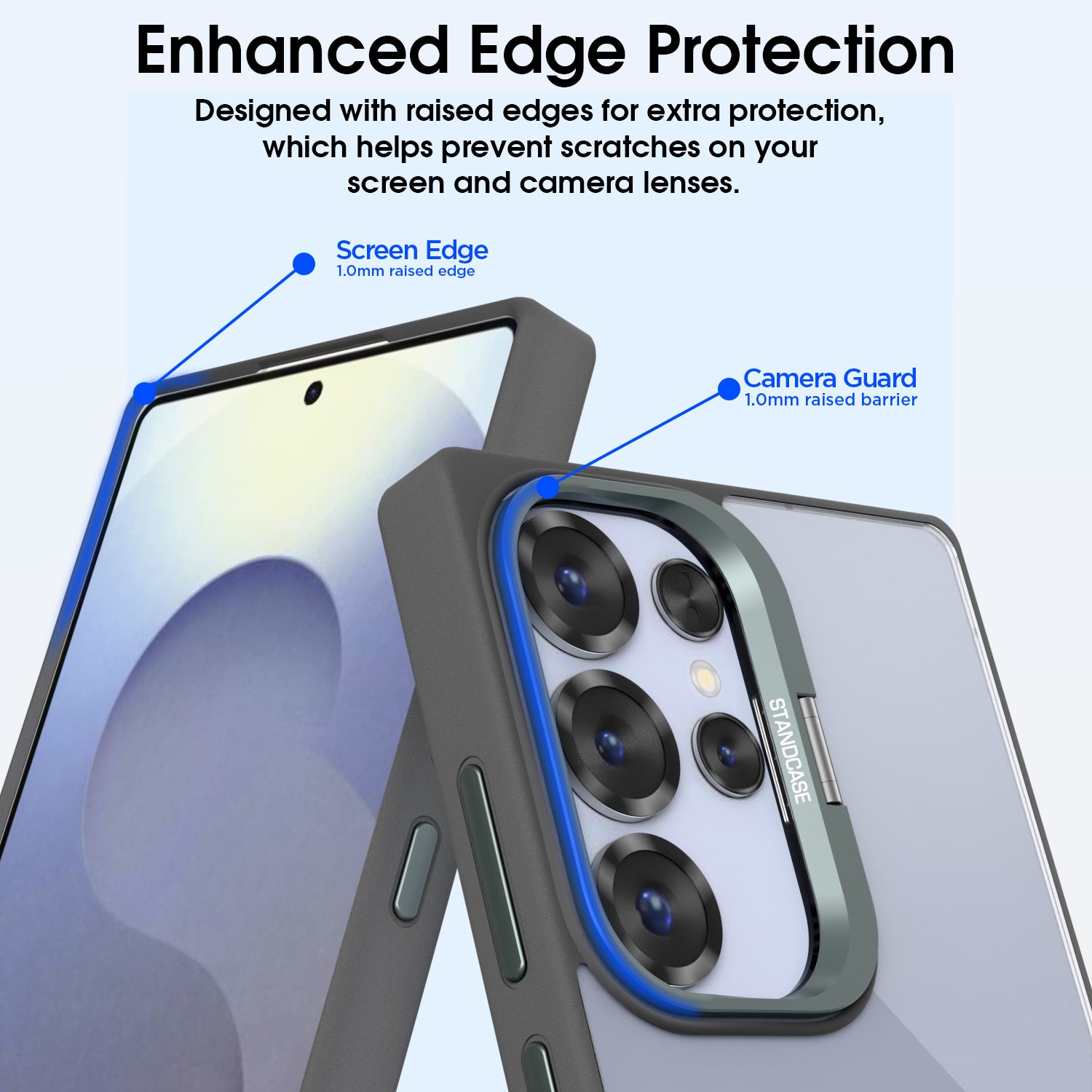 Pikkme Samsung Galaxy S25 Ultra 5G Bracket Stand Case with Camera Protection Rings Bumper case (Grey)