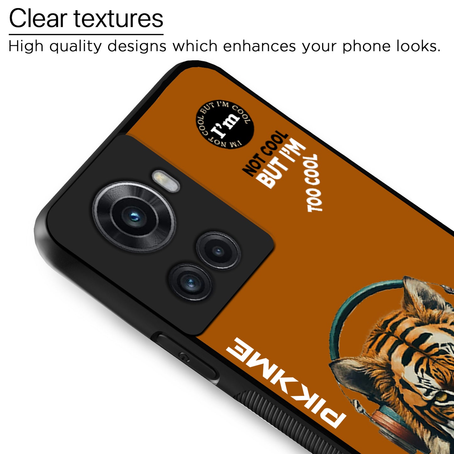 Pikkme Back Cover Pc Tpu + Printed Cool Funky Stylish Brown Tiger Swag Raised Edges Camera Protection |Bumper Case For OnePlus 10R (Design 09)