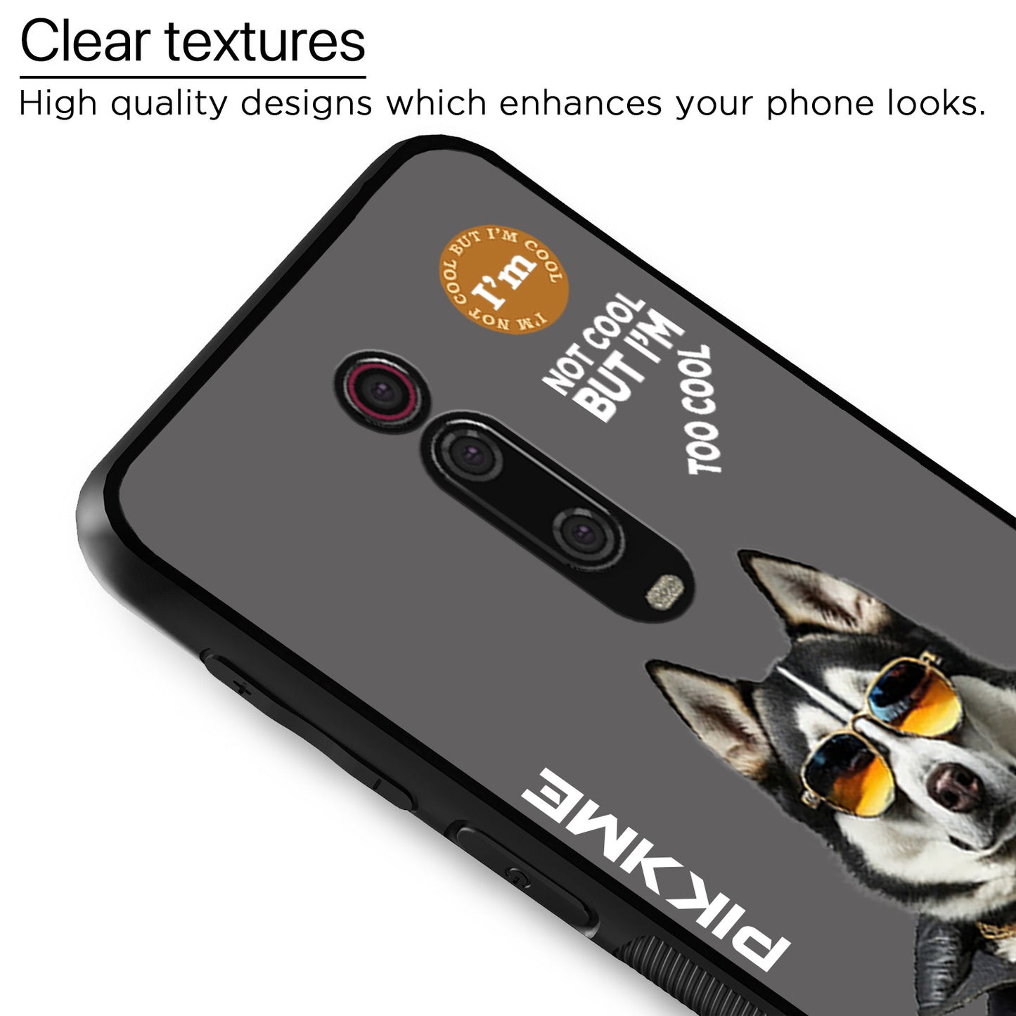 Pikkme Back Cover Pc Tpu + Printed Cool Funky Stylish Grey Dog Swag Raised Edges Camera Protection |Bumper Case For Redmi K20 Pro (Design 02)