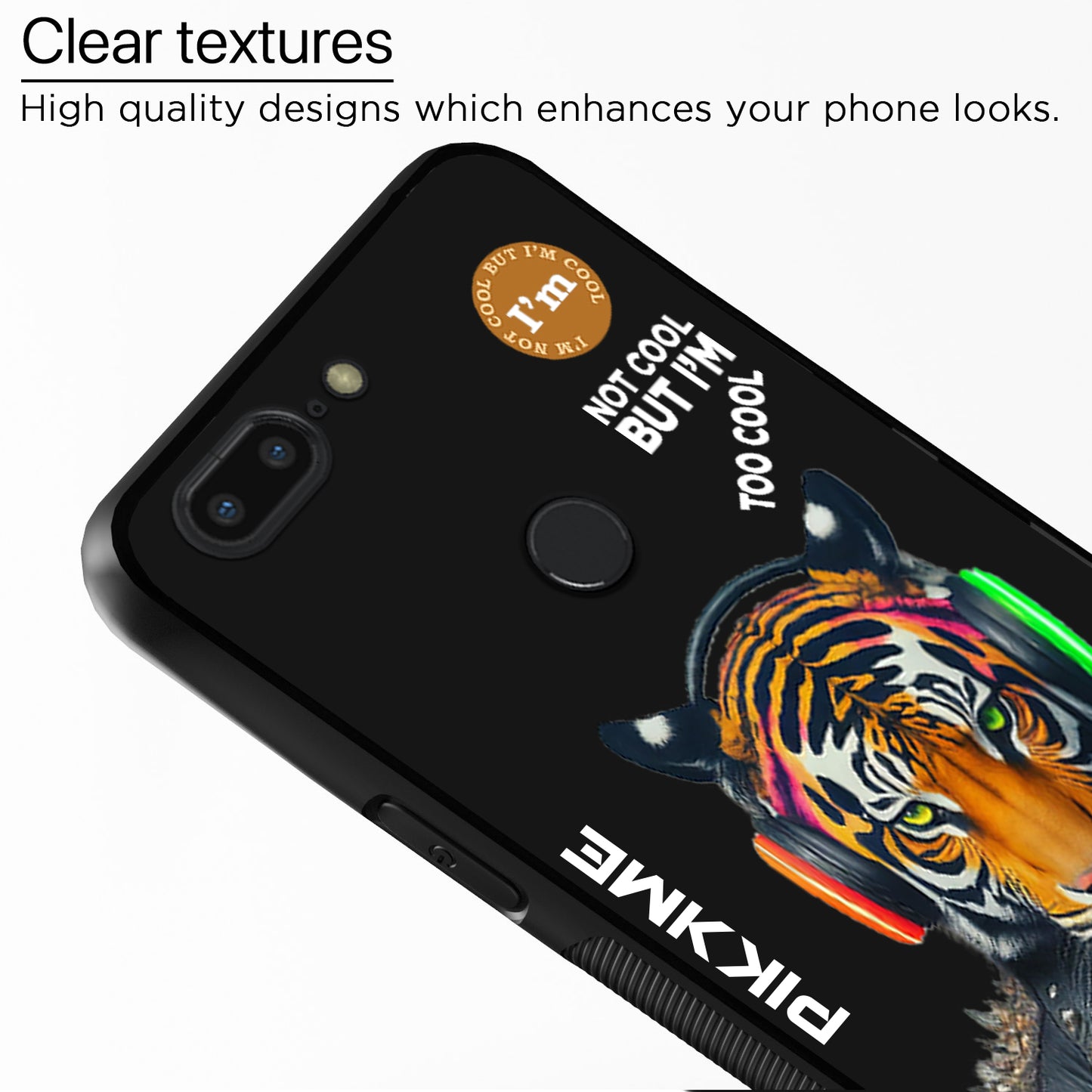 Pikkme Back Cover Pc Tpu + Printed Cool Funky Stylish Black Tiger Swag Raised Edges Camera Protection |Bumper Case For OnePlus 5T (Design 06)