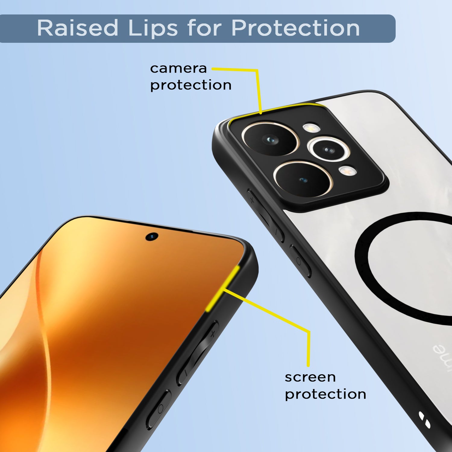 Pikkme Realme 15 pro 5G Eagle 2 Mag-Safe Shockproof Hard Transparent Back Cover (Black)