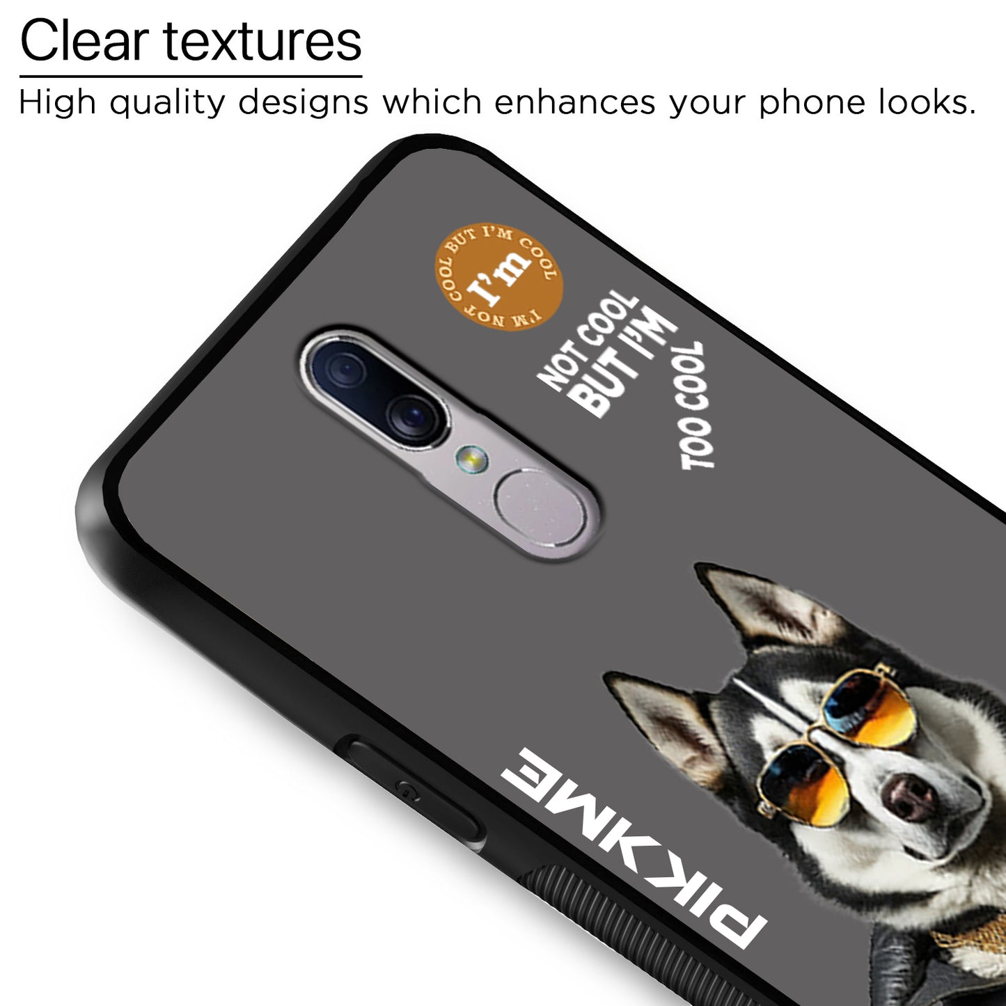 Pikkme Back Cover Pc Tpu + Printed Cool Funky Stylish Grey Dog Swag Raised Edges Camera Protection |Bumper Case For Oppo F11 (Design 02)