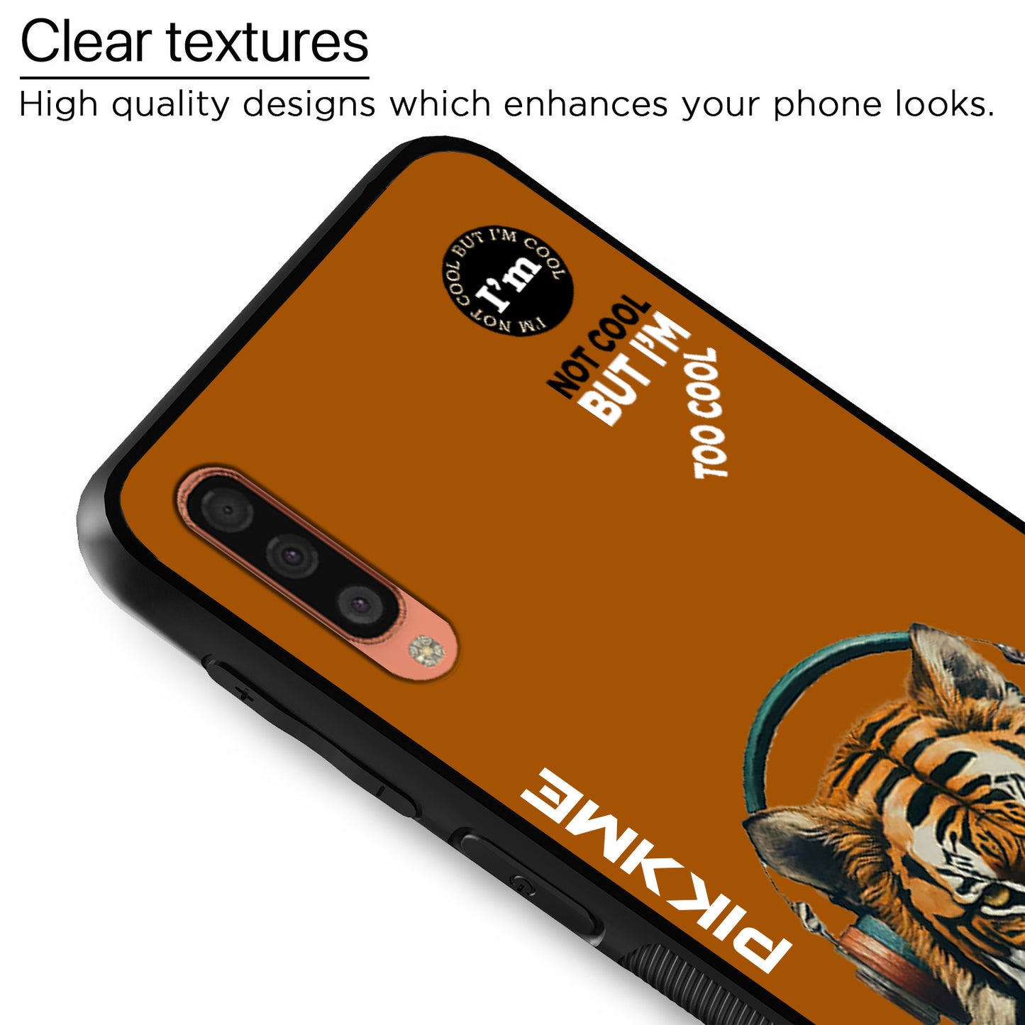 Pikkme Back Cover Pc Tpu + Printed Cool Funky Stylish Brown Tiger Swag Raised Edges Camera Protection |Bumper Case For Samsung Galaxy A50 (Design 09)