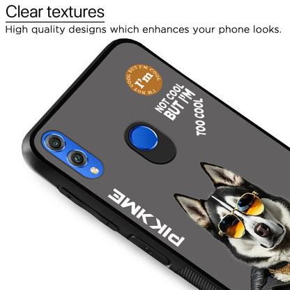 Pikkme Back Cover Pc Tpu + Printed Cool Funky Stylish Grey Dog Swag Raised Edges Camera Protection |Bumper Case For Honor 8X (Design 02)