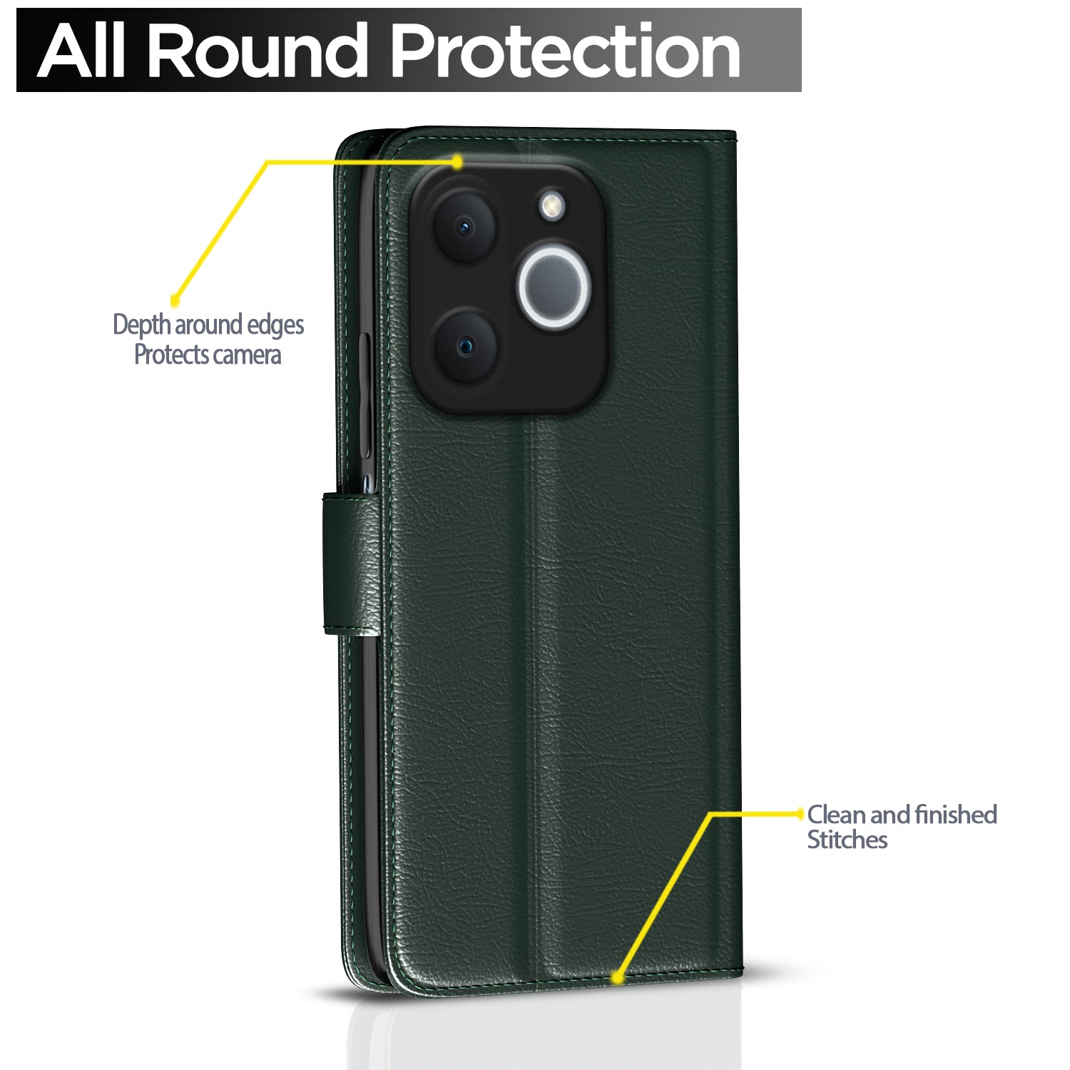 Pikkme Realme C71 5G Premium Leather Finish Vintage Flip Cover (Green)