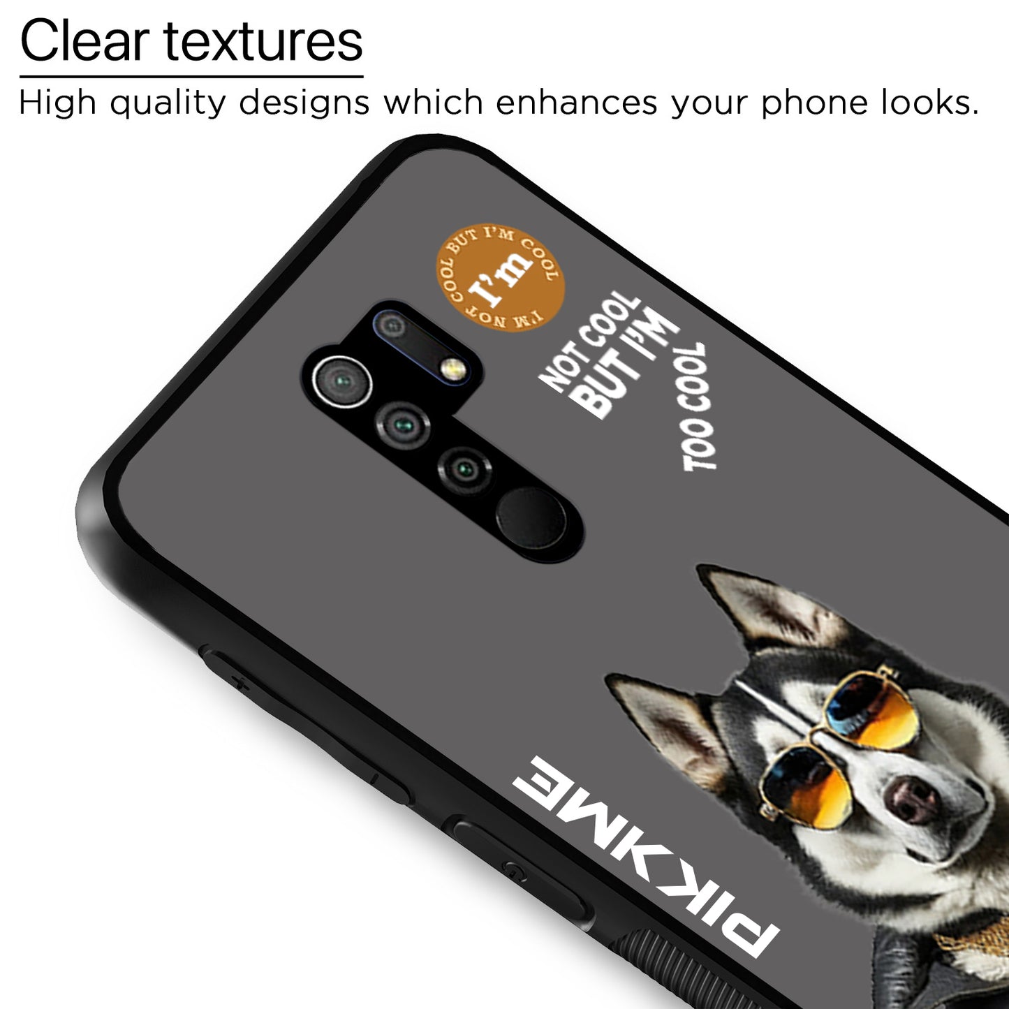 Pikkme Back Cover Pc Tpu + Printed Cool Funky Stylish Grey Dog Swag Raised Edges Camera Protection |Bumper Case For Redmi 9 Prime (Design 02)