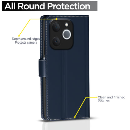 Pikkme Realme C71 5G Double Contrast Leather Finish Flip Cover (Blue)