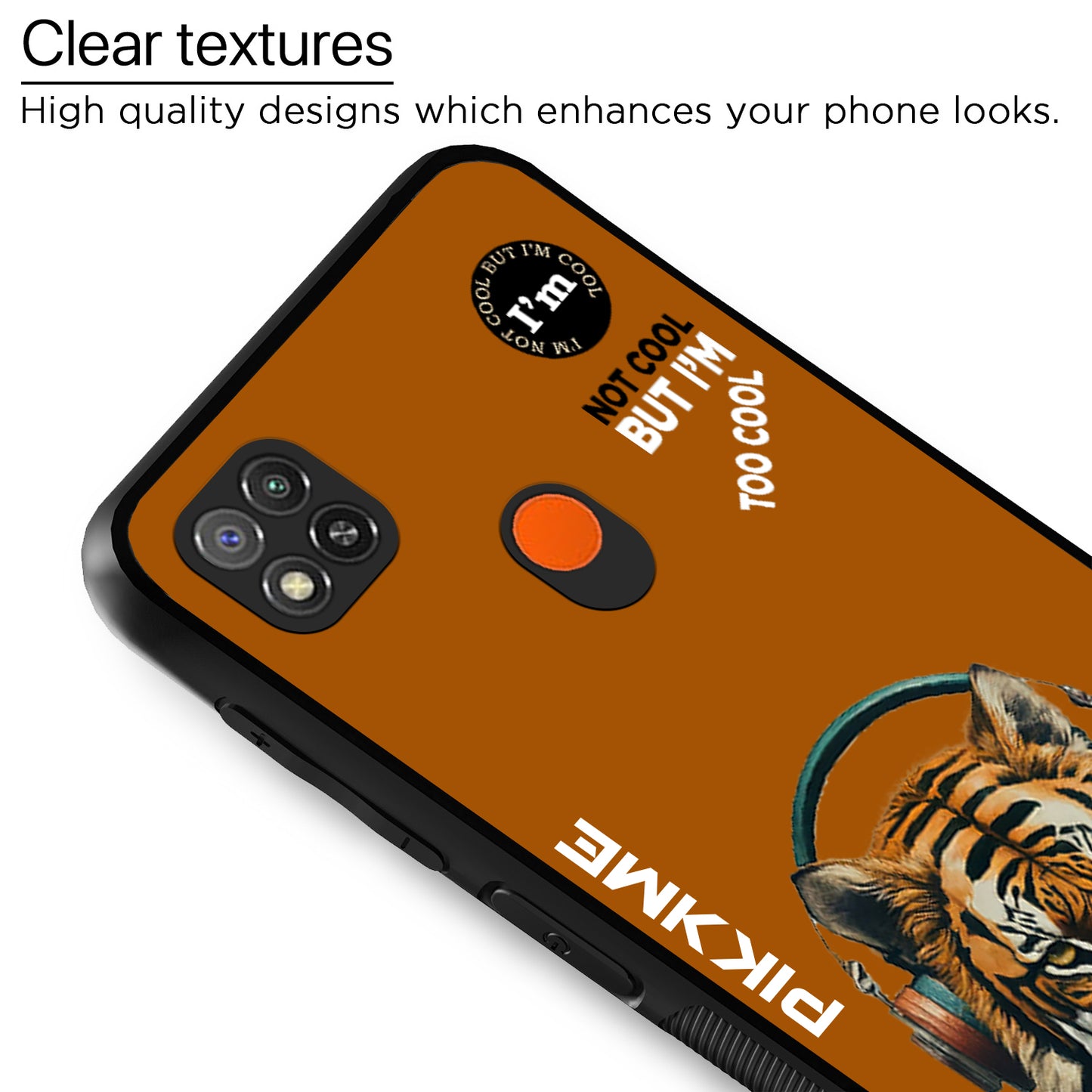 Pikkme Back Cover Pc Tpu + Printed Cool Funky Stylish Brown Tiger Swag Raised Edges Camera Protection |Bumper Case For Redmi 9 (Design 09)