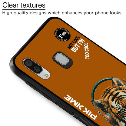 Pikkme Back Cover Pc Tpu + Printed Cool Funky Stylish Brown Tiger Swag Raised Edges Camera Protection |Bumper Case For Samsung Galaxy A30 (Design 09)