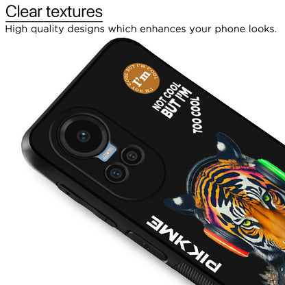 Pikkme Back Cover Pc Tpu + Printed Cool Funky Stylish Black Tiger Swag Raised Edges Camera Protection |Bumper Case For Oppo Reno 10 5G (Design 06)