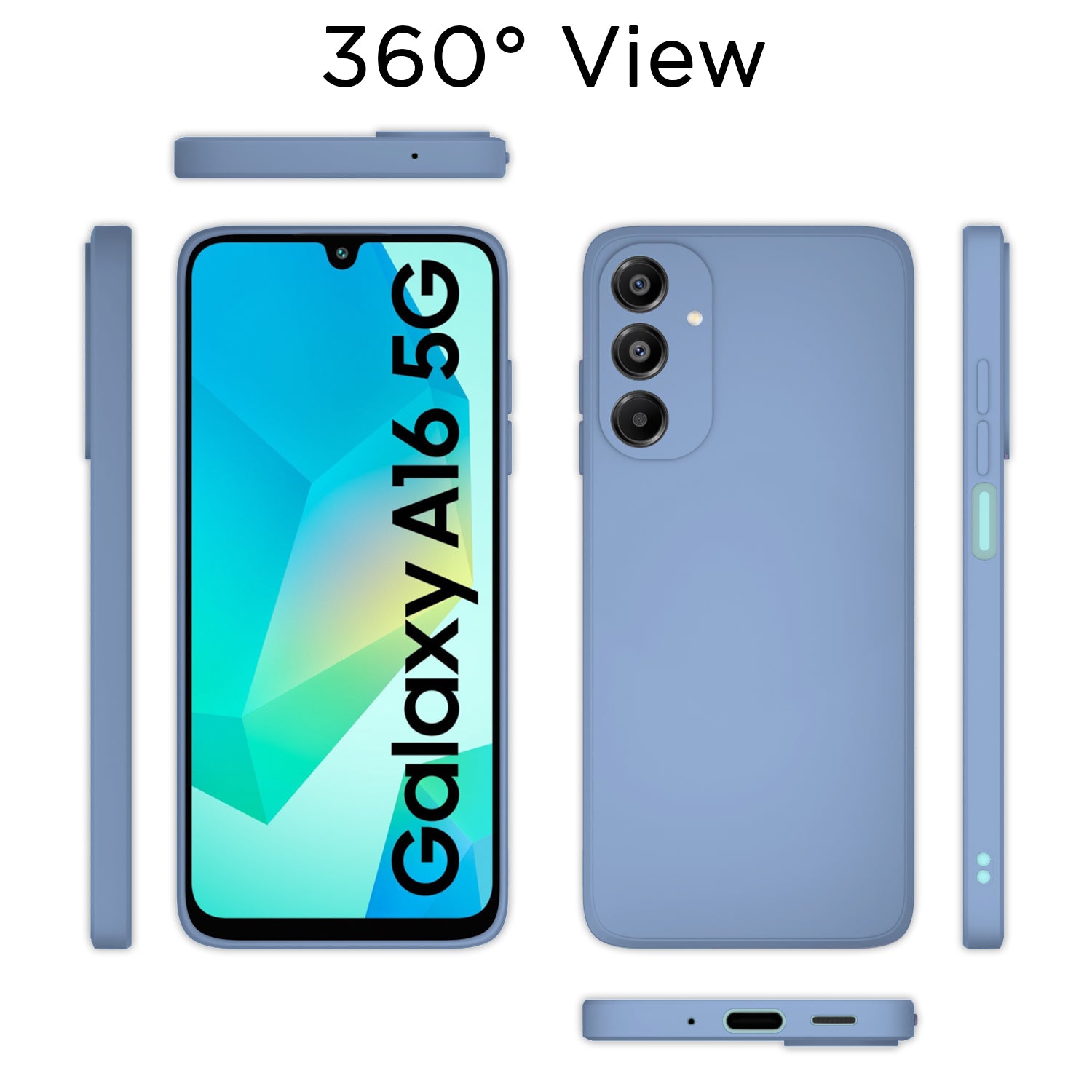 Pikkme Samsung Galaxy A16 5G Soft Matte Liquid Silicone Back Cover (Aqua Blue)