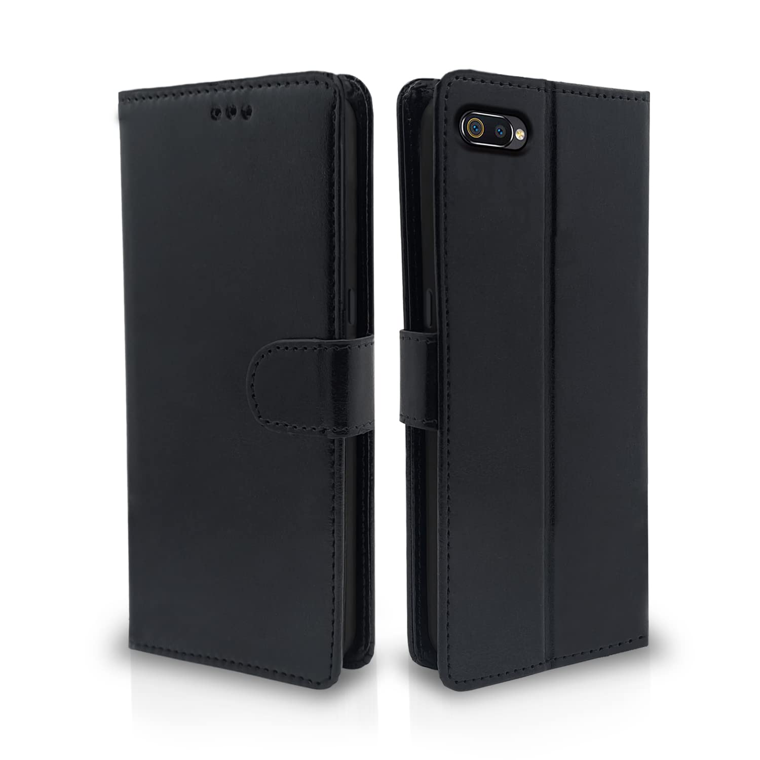 Pikkme Realme C2 Vintage Flip Cover | Black