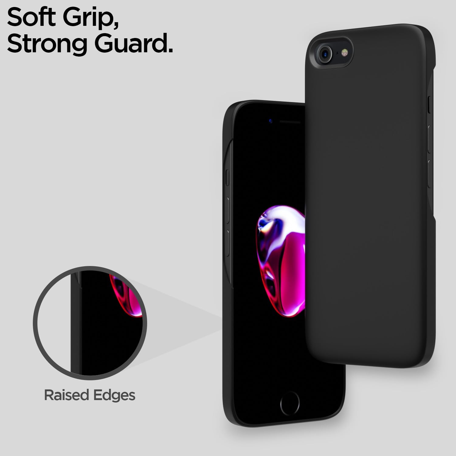 Pikkme iPhone 7/8 / SE 2020 SideCut Soft Matte Silicone Back Cover(Black)
