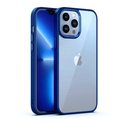Pikkme iPhone 13 Pro Max Electroplated Crome Metal Ring Back Cover (Dark Blue)