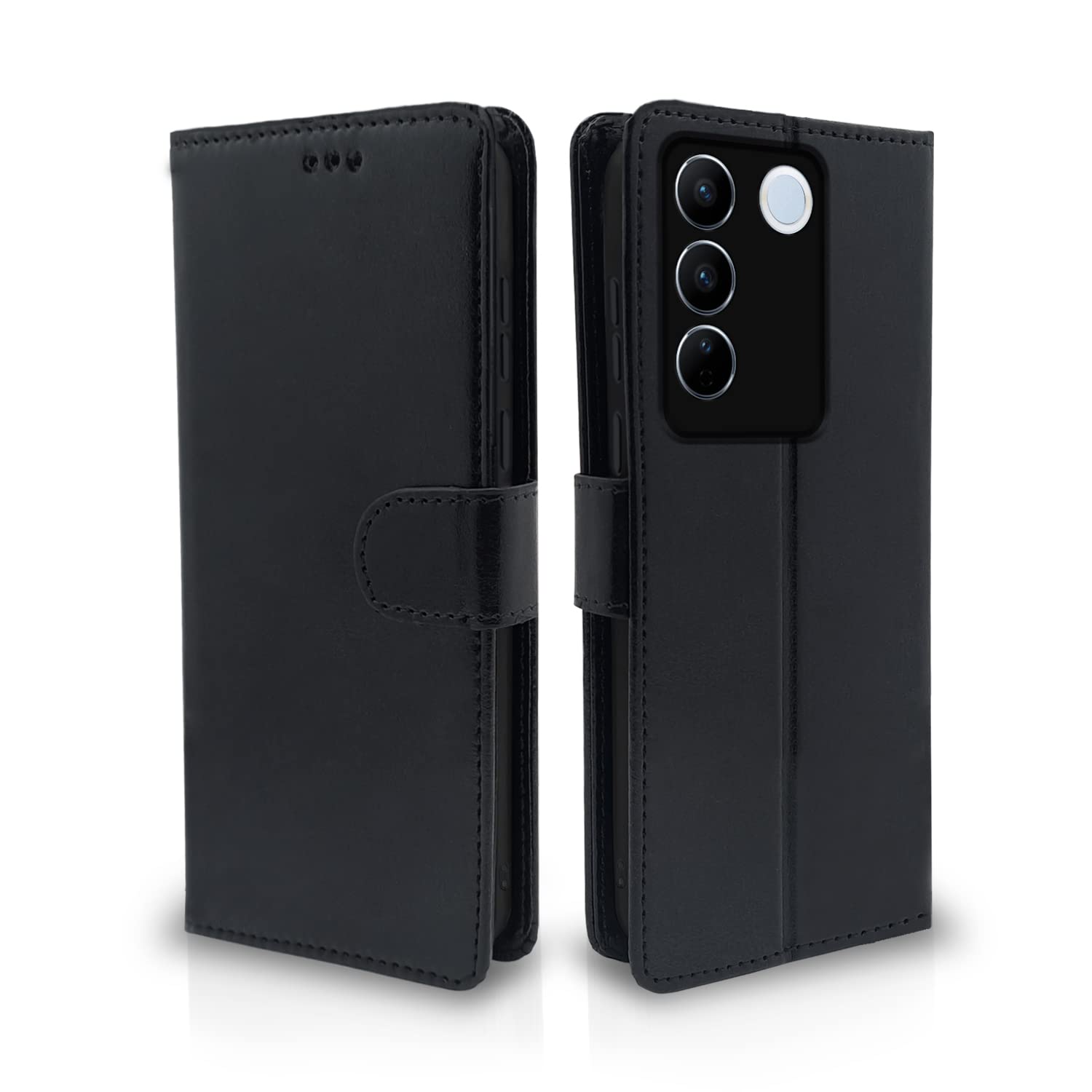 Vivo V27/V27 Pro 5G wallet flip cover in black by Pikkme