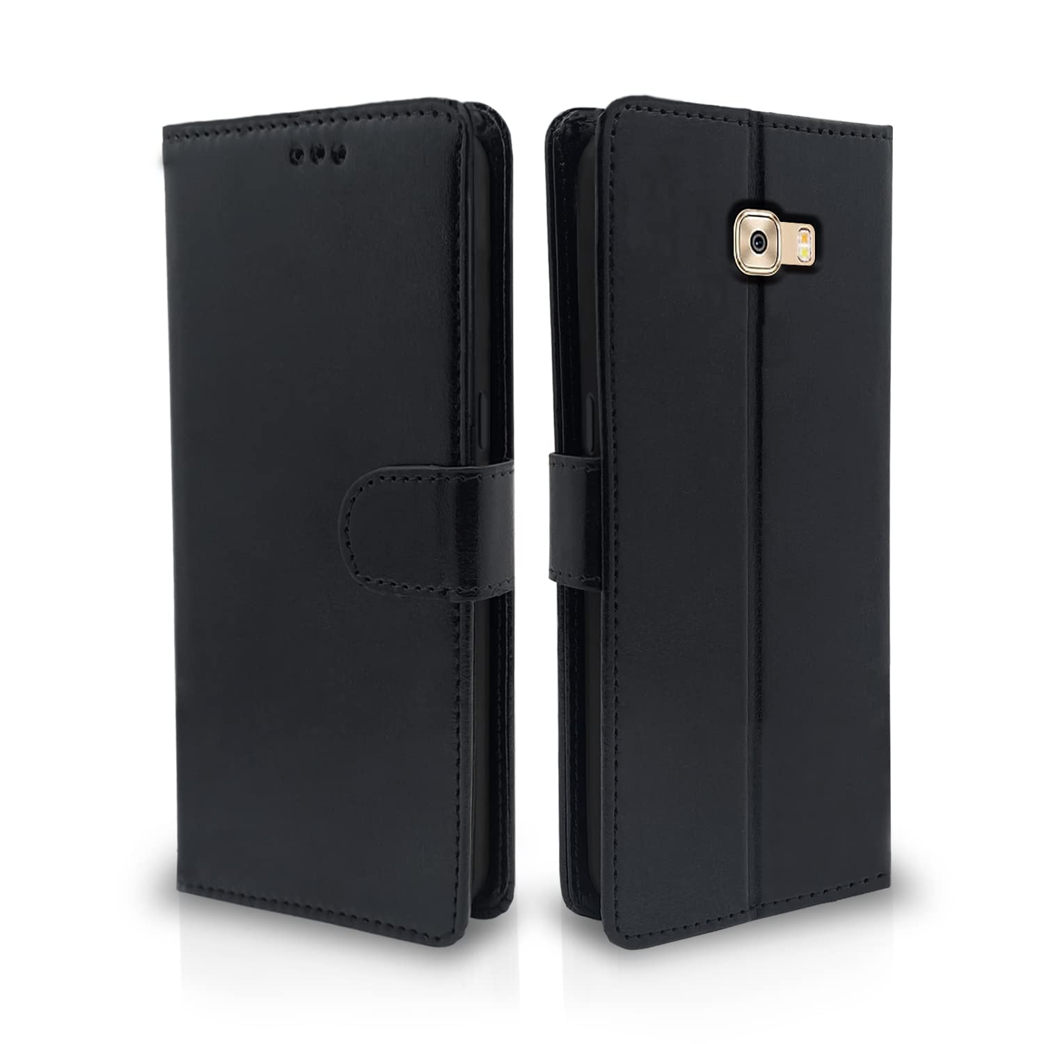 Pikkme black Wallet wallet flip cover for Samsung C7 Pro