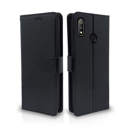 Pikkme Realme 3 Vintage Flip Cover (Black)