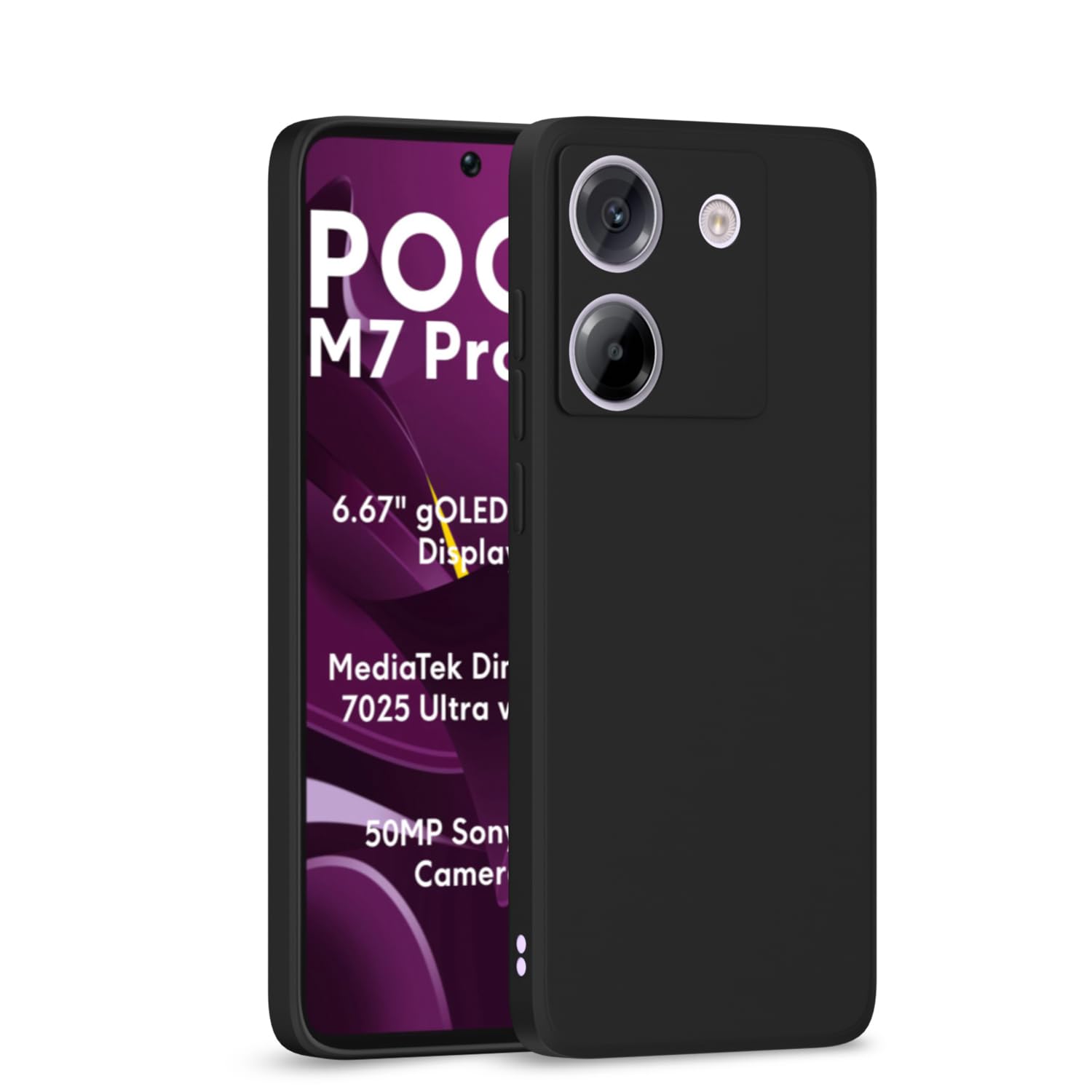 Black Matte mobile back cover for Poco M7 Pro 5G – Pikkme