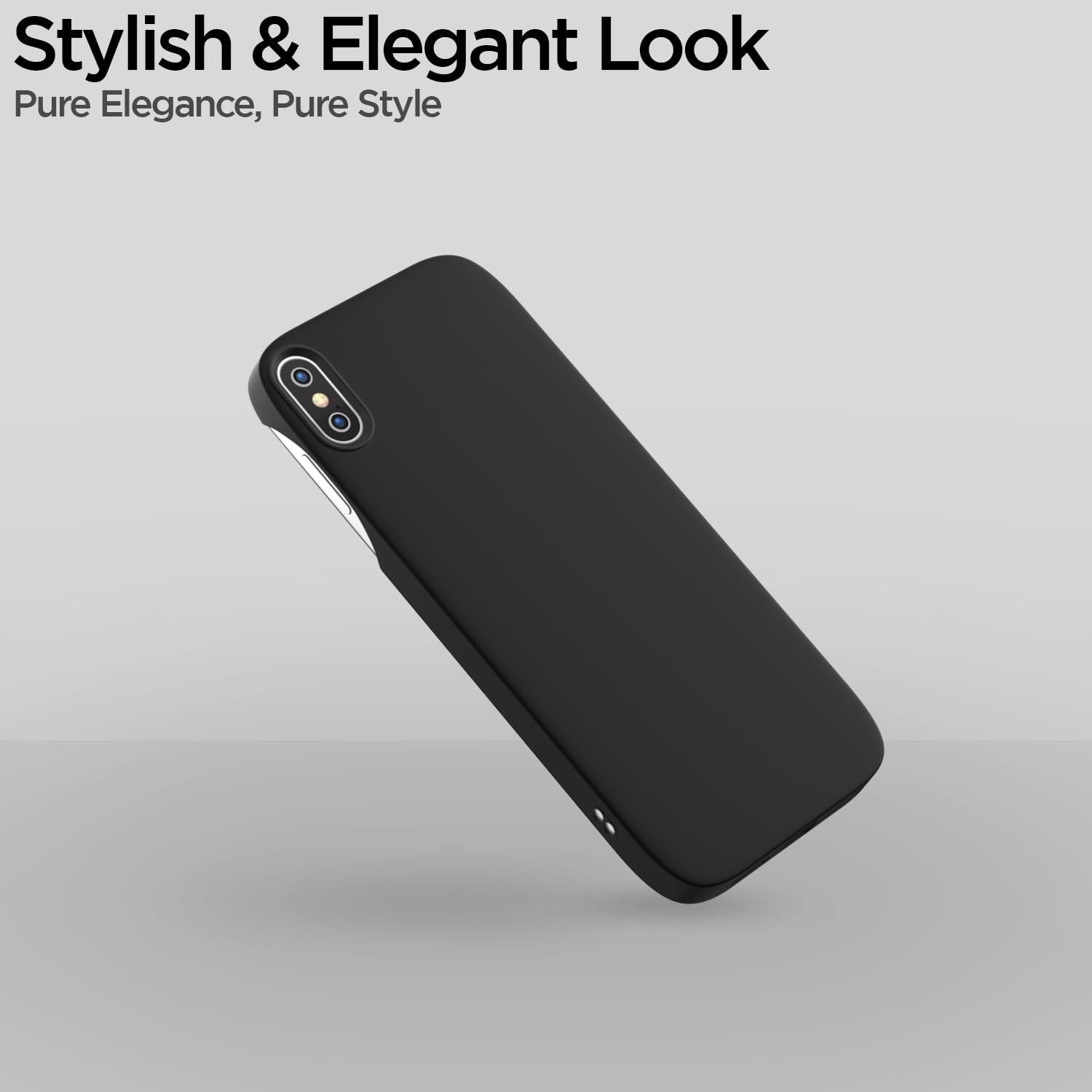 Pikkme iPhone X/Xs SideCut Soft Matte Silicone Back Cover (Black)