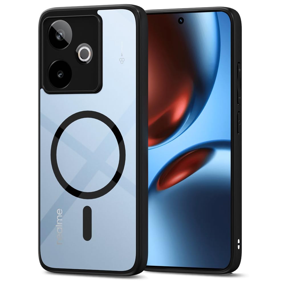 Pikkme Realme GT 7 5G / GT 7T 5G Eagle 2 Mag-Safe Shockproof Hard Transparent Back Cover (Black)