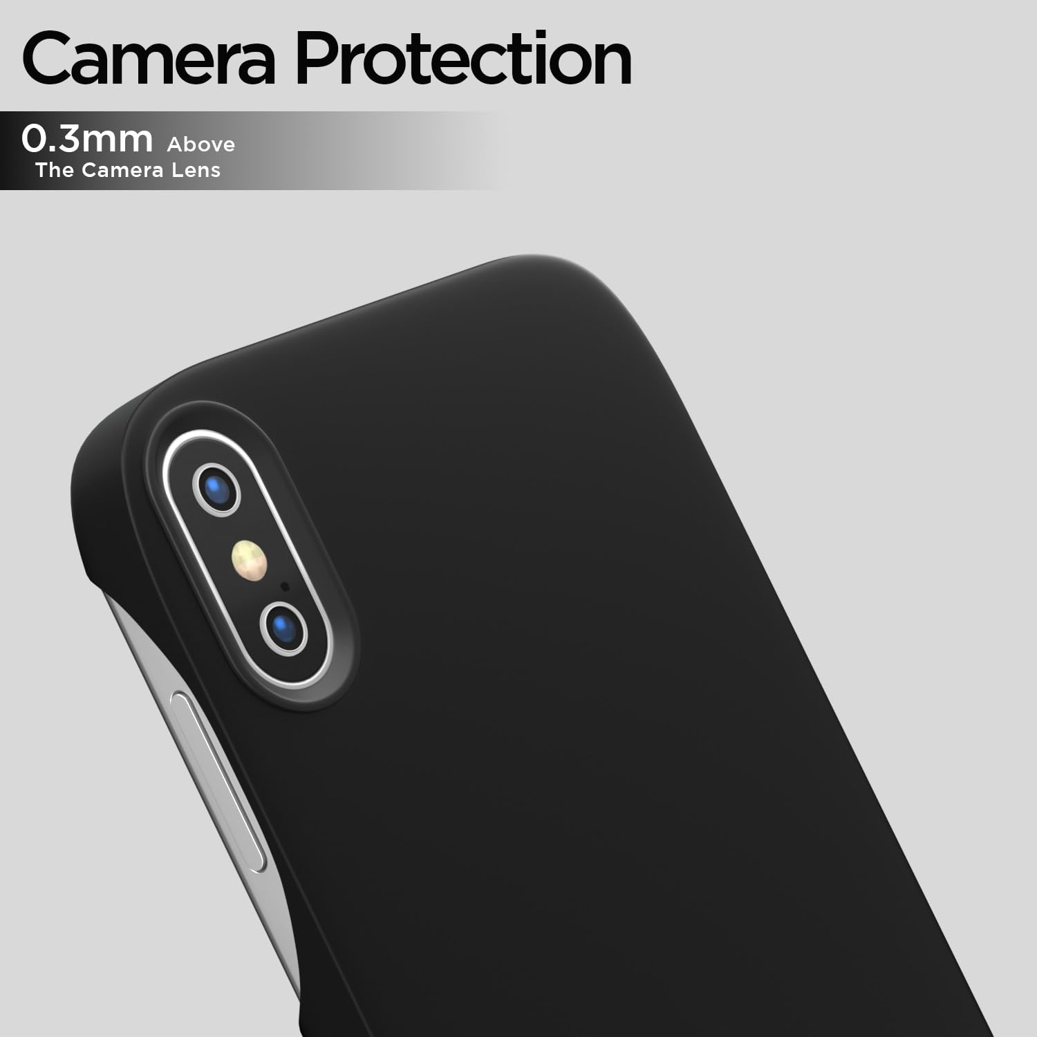 Pikkme iPhone X/Xs SideCut Soft Matte Silicone Back Cover (Black)