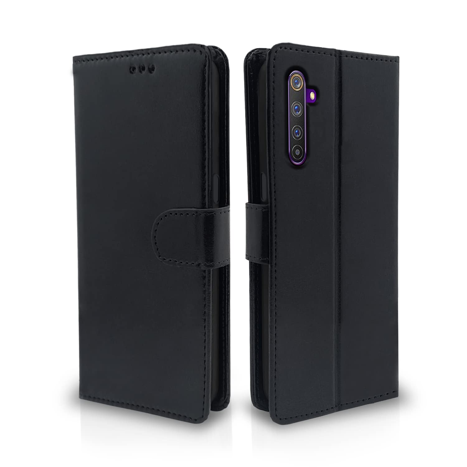 Pikkme Realme 6 Pro Vintage Flip Cover (Black)