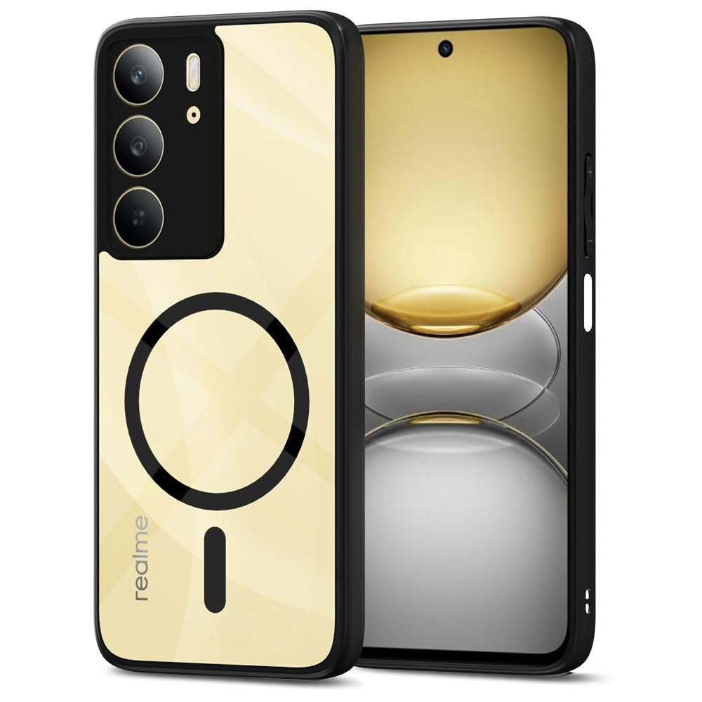 Pikkme Realme C71 Eagle 2 Mag-Safe Shockproof Hard Transparent Back Cover (Black)