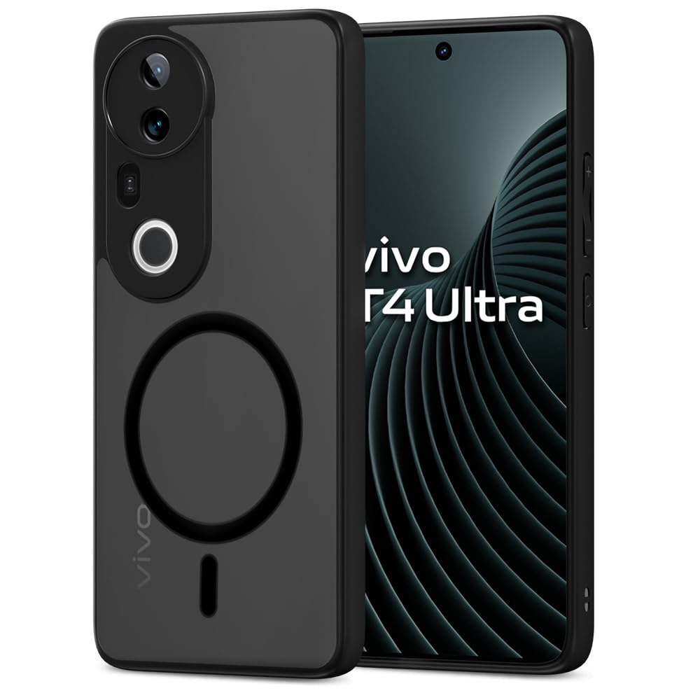 Pikkme Vivo T4 Ultra 5G Eagle 2 Mag-Safe Smoke Shockproof Hard Transparent Back Cover (Black)