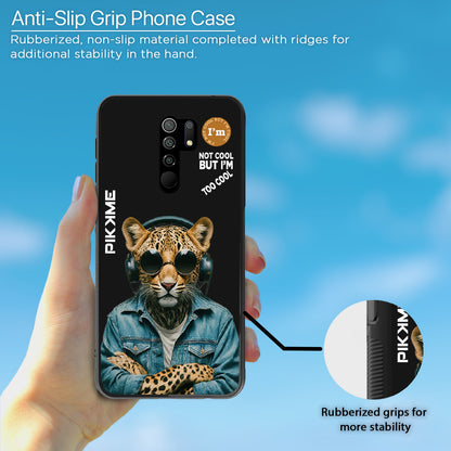 Pikkme Back Cover Pc Tpu + Printed Cool Funky Stylish Black Leopard Swag Raised Edges Camera Protection |Bumper Case For Redmi 9 Prime (Design 04)